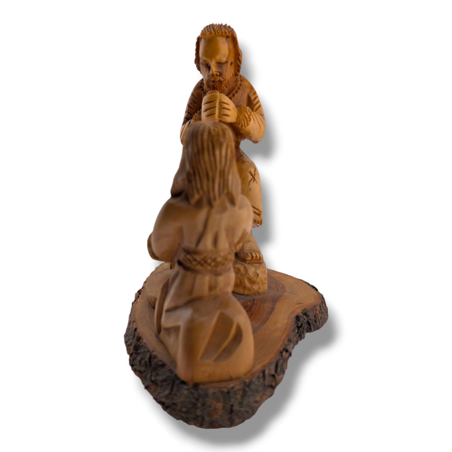 Hand-Carved Olive Wood Jesus Washing Peter's Feet Sculpture