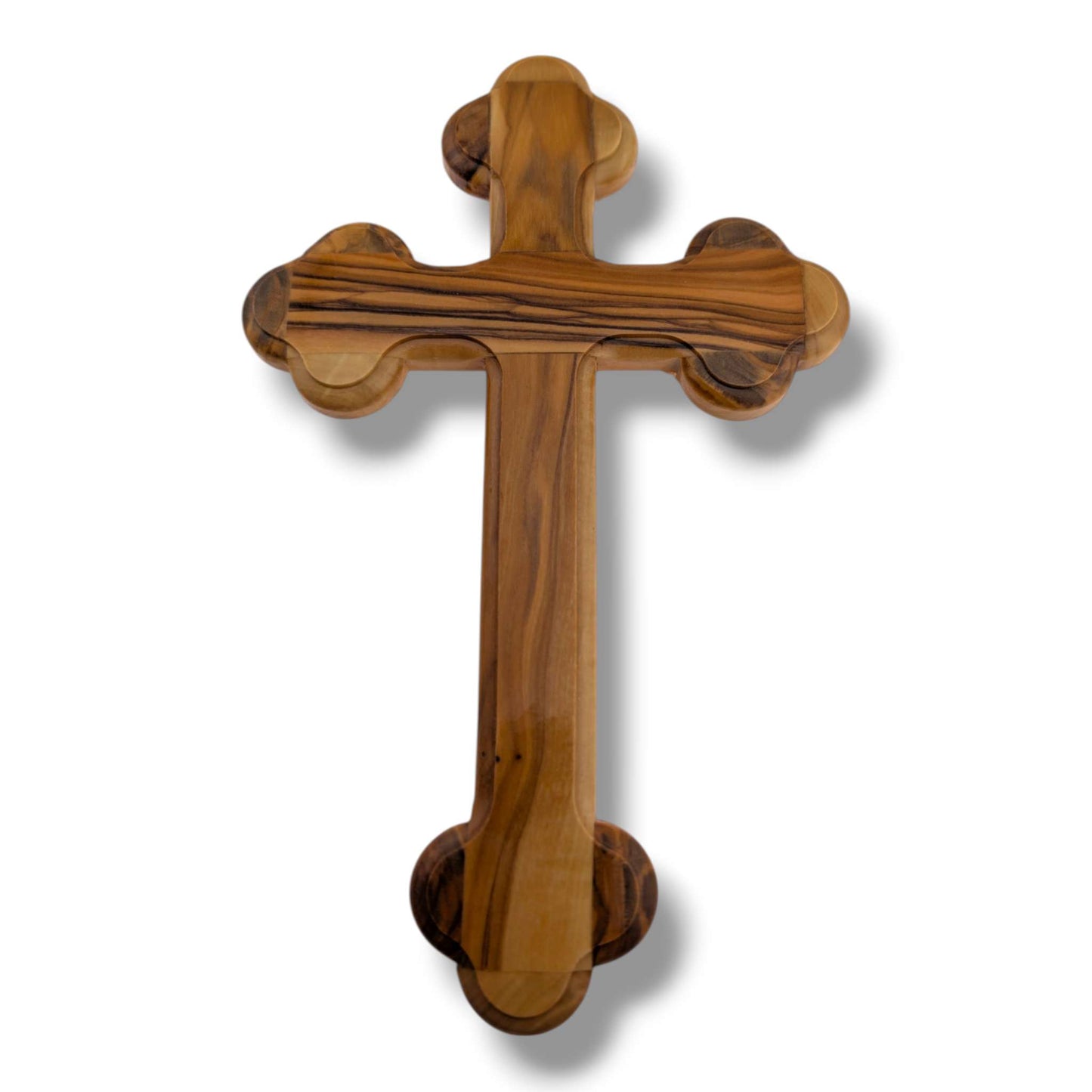 Hand-Carved Olive Wood Budded Crucifix