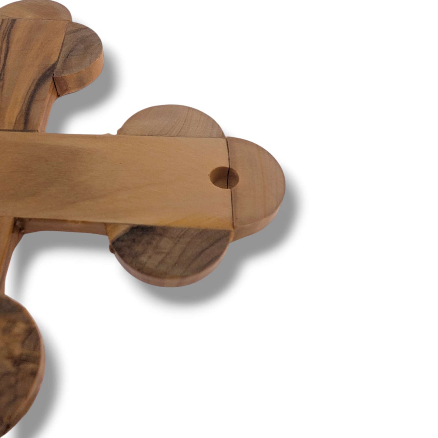 Hand-Carved Olive Wood Budded Crucifix