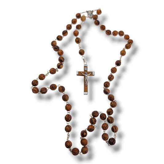 Hand-Carved Olive Wood Five-Decade Rosary