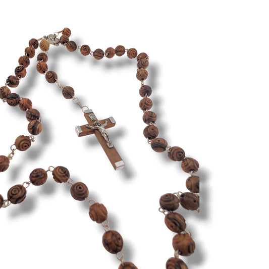 Hand-Carved Olive Wood Five-Decade Rosary
