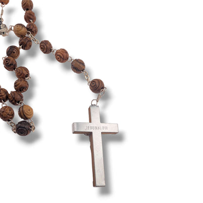 Hand-Carved Olive Wood Five-Decade Rosary