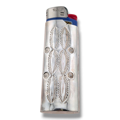Navajo Sterling Silver Large Bic Lighter Case with Red Coral