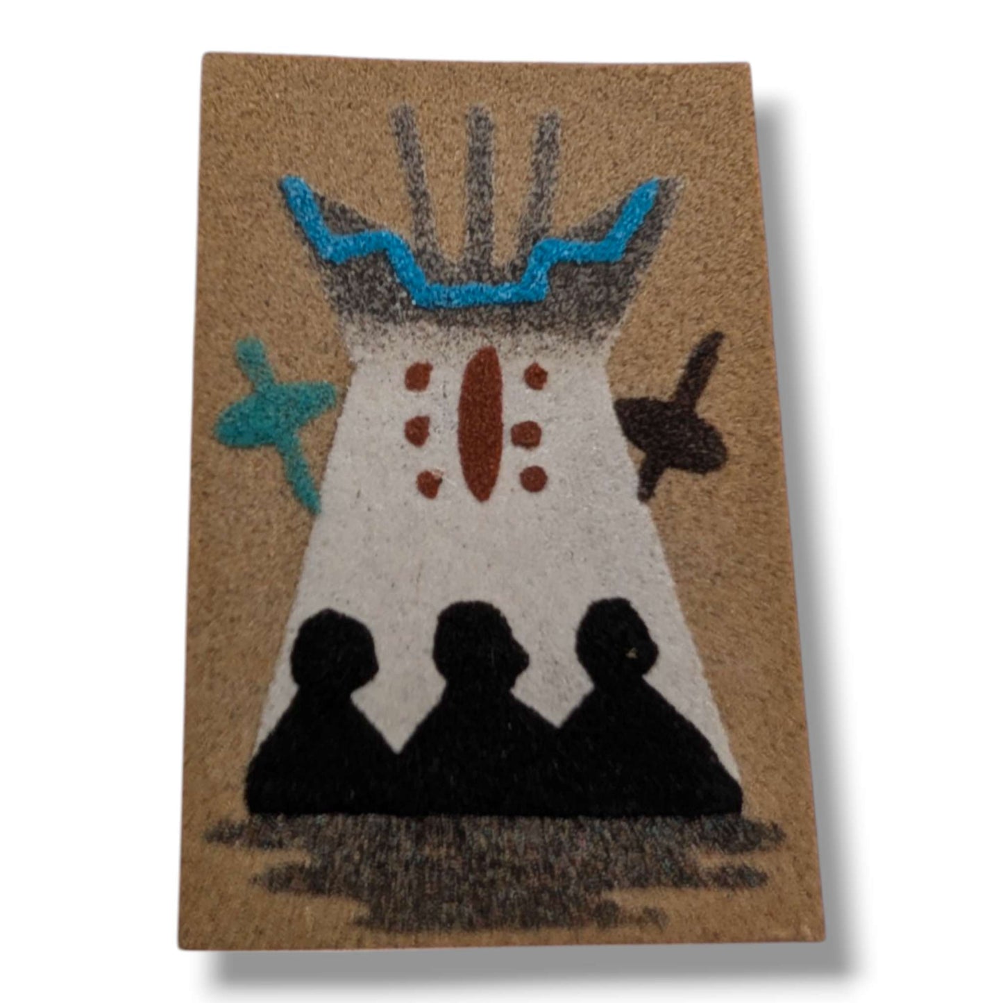 Three Figures and Teepee Navajo Sand Painting Magnet by Molly Goldtooth
