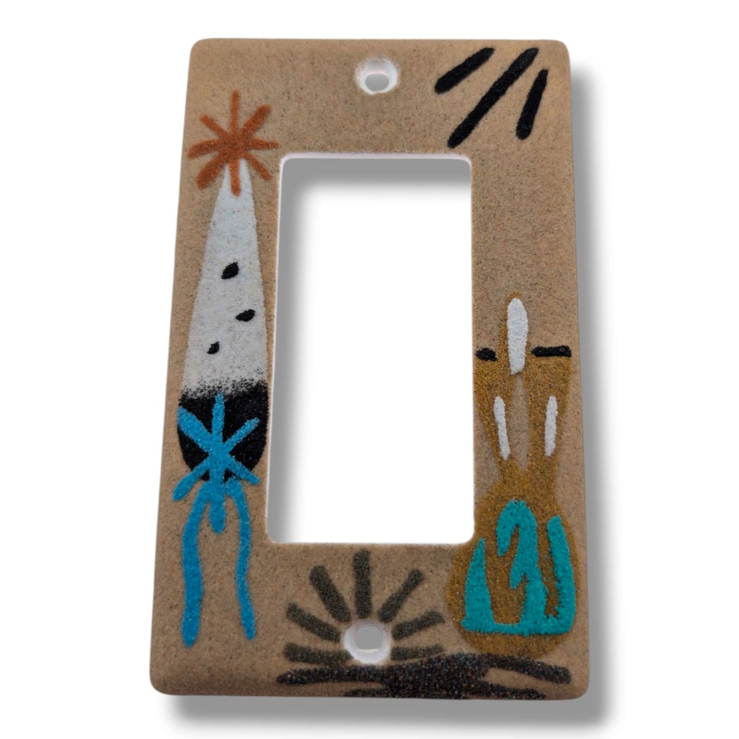 Feather and Wedding Vase Navajo Sand Painting Light Switch Cover by Molly Goldtooth