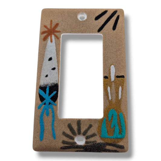 Feather and Wedding Vase Navajo Sand Painting Light Switch Cover by Molly Goldtooth
