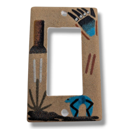 Canyon Bear and Bear Paw Navajo Sand Painting Light Switch Cover by Molly Goldtooth