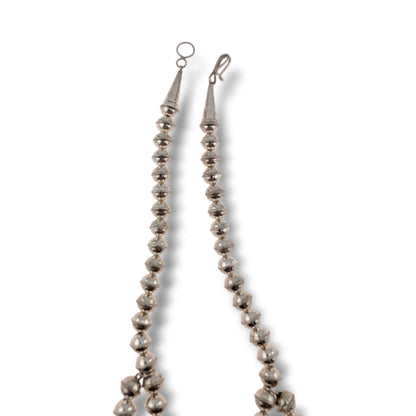 Navajo Sterling Silver Red Coral Squash Blossom Necklace and Earring Set