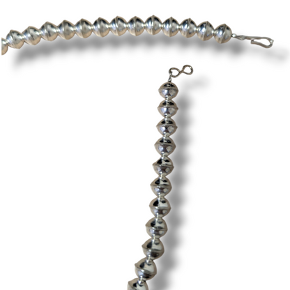 Navajo Sterling Silver White Buffalo Stone Squash Blossom Necklace and Earring Set