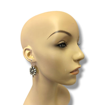 Navajo Sterling Silver White Buffalo Stone Squash Blossom Necklace and Earring Set
