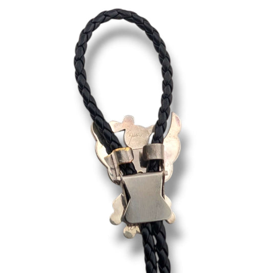 Zuni Leander and Lisa Moore Sterling Silver Thunderbird Inlay Bolo Tie