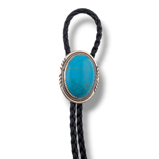 Navajo Harrison and Betty Begaye Sterling Silver Turquoise Bolo Tie