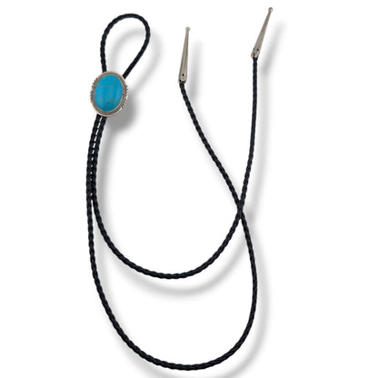 Navajo Harrison and Betty Begaye Sterling Silver Turquoise Bolo Tie