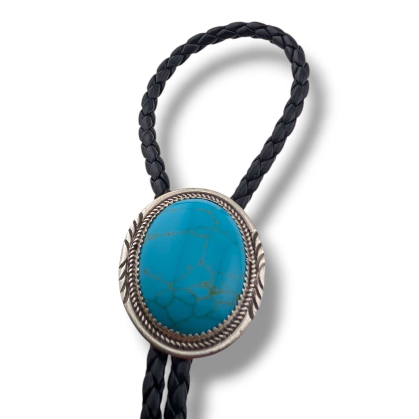 Navajo Harrison and Betty Begaye Sterling Silver Turquoise Bolo Tie