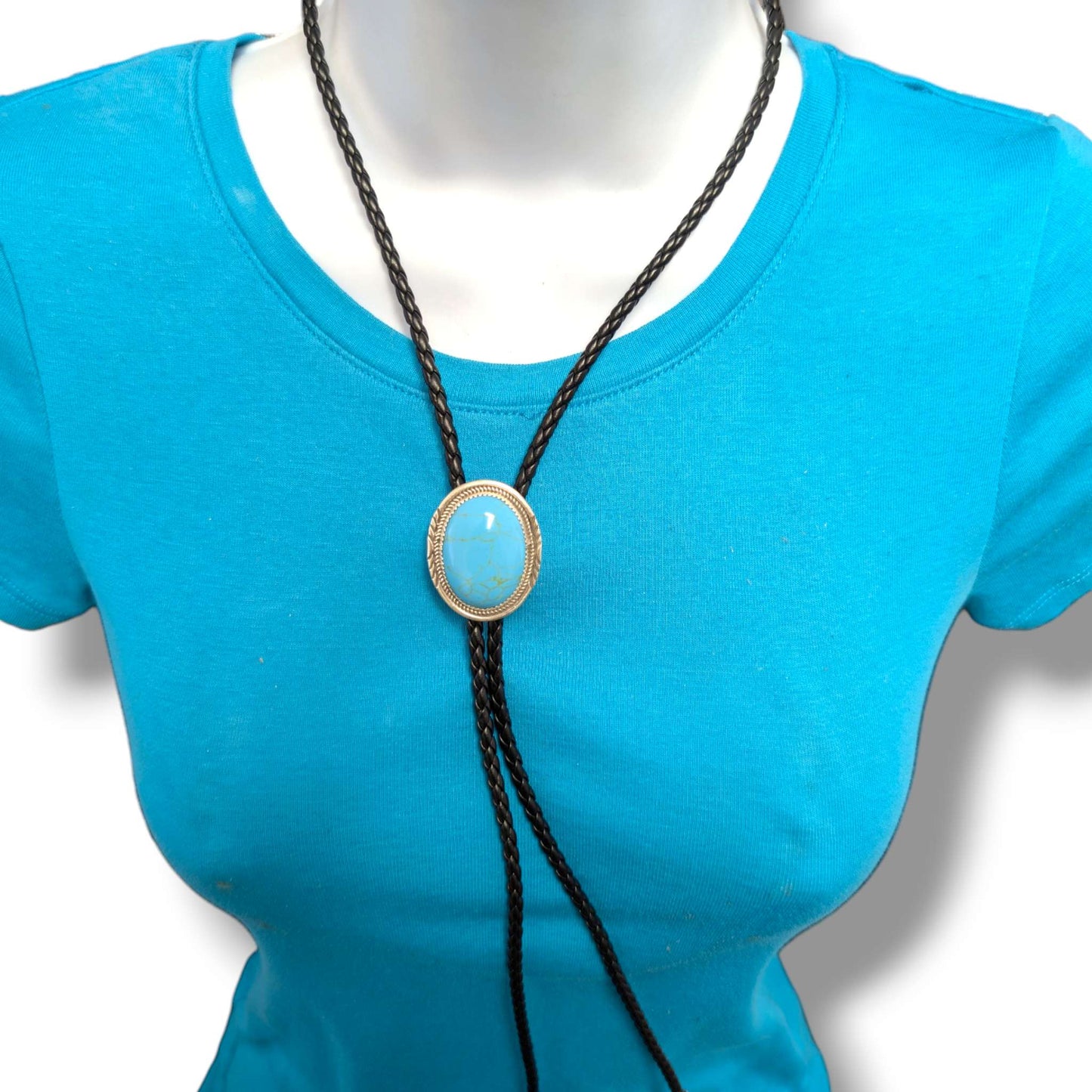 Navajo Harrison and Betty Begaye Sterling Silver Turquoise Bolo Tie