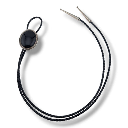 Navajo Robert and Corinne Leekya Sterling Silver Bolo Tie