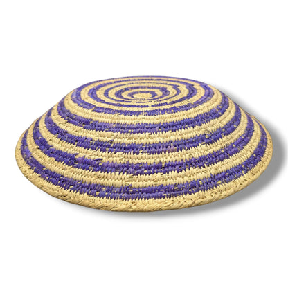 Handwoven Pakistani Coil Basket Purple and Natural Concentric Circles - SunWest Treasures