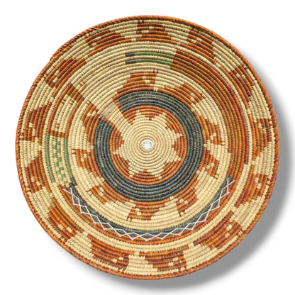 Handwoven Pakistani Coil Basket Terracotta Sage and Gray Southwestern Geometric - SunWest Treasures