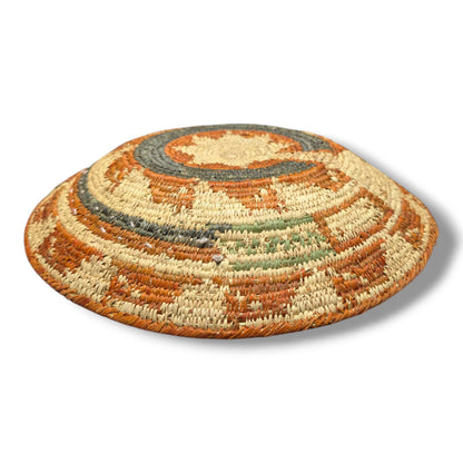 Handwoven Pakistani Coil Basket Terracotta Sage and Gray Southwestern Geometric - SunWest Treasures
