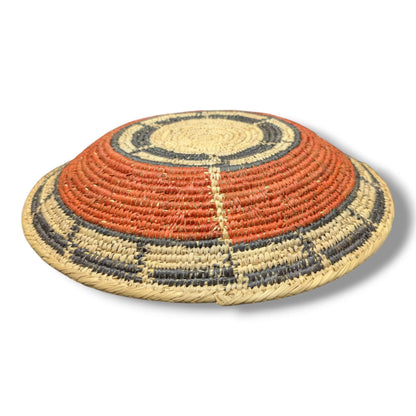 Handwoven Pakistani Coil Basket Terracotta and Charcoal Spoke Wheel - SunWest Treasures
