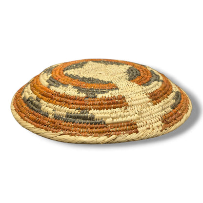Handwoven Pakistani Coil Basket Rust Sienna and Charcoal Diamond Ring