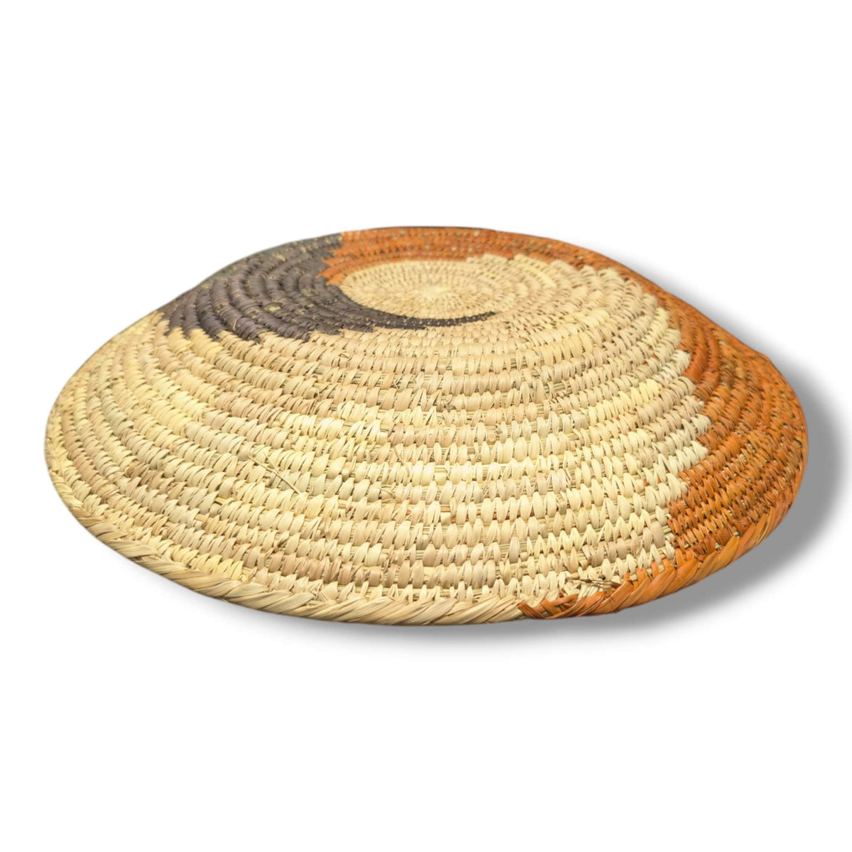 Handwoven Pakistani Coil Basket Burnt Orange Slate and Natural Galaxy Swirl - SunWest Treasures