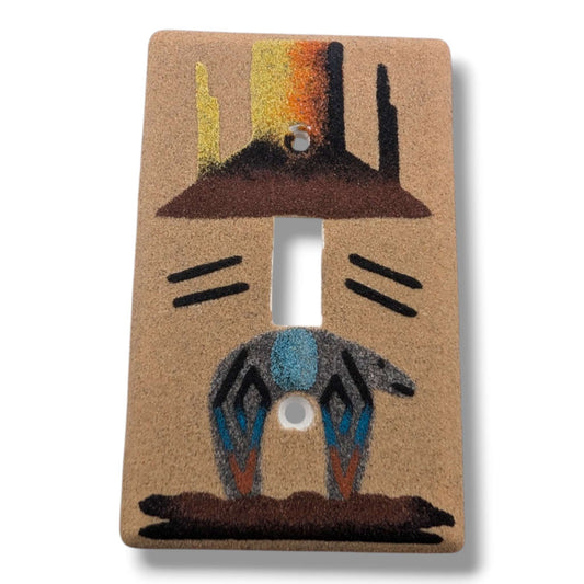 Navajo Sand Painting Switch Cover Sunset Mesa and Spirit Bear Single Toggle