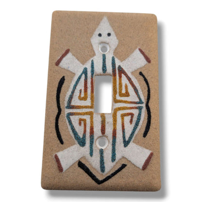 Navajo Sand Painting Switch Cover Geometric Turtle Single Toggle - SunWest Treasures