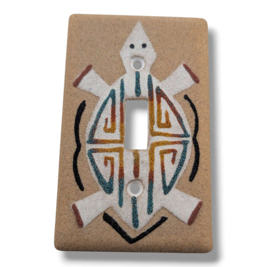 Navajo Sand Painting Switch Cover Geometric Turtle Single Toggle - SunWest Treasures