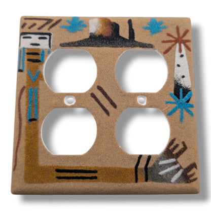 Navajo Sand Painting Outlet Cover Navajo Symbols and Figure Double Duplex - SunWest Treasures