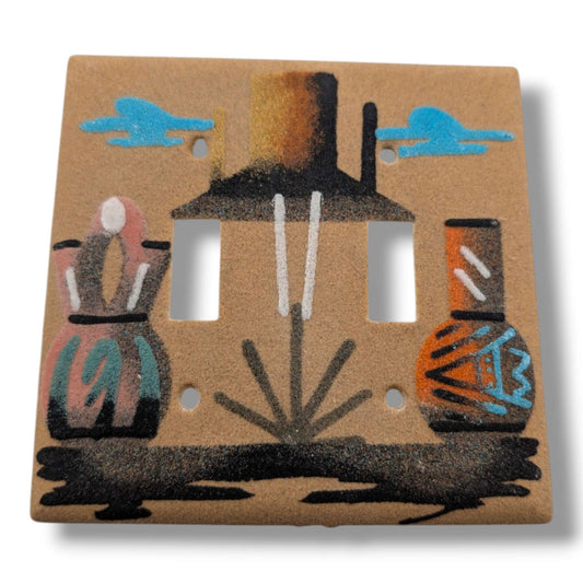 Navajo Sand Painting Switch Cover Wedding Vase and Pottery Double Toggle - SunWest Treasures