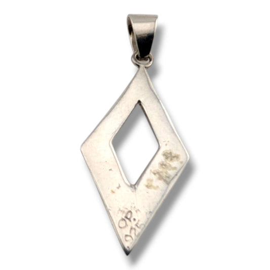 Sterling Silver Multi - Stone Inlay Open Diamond Pendant Turquoise Opal Spiny Oyster Lapis - SunWest Treasures