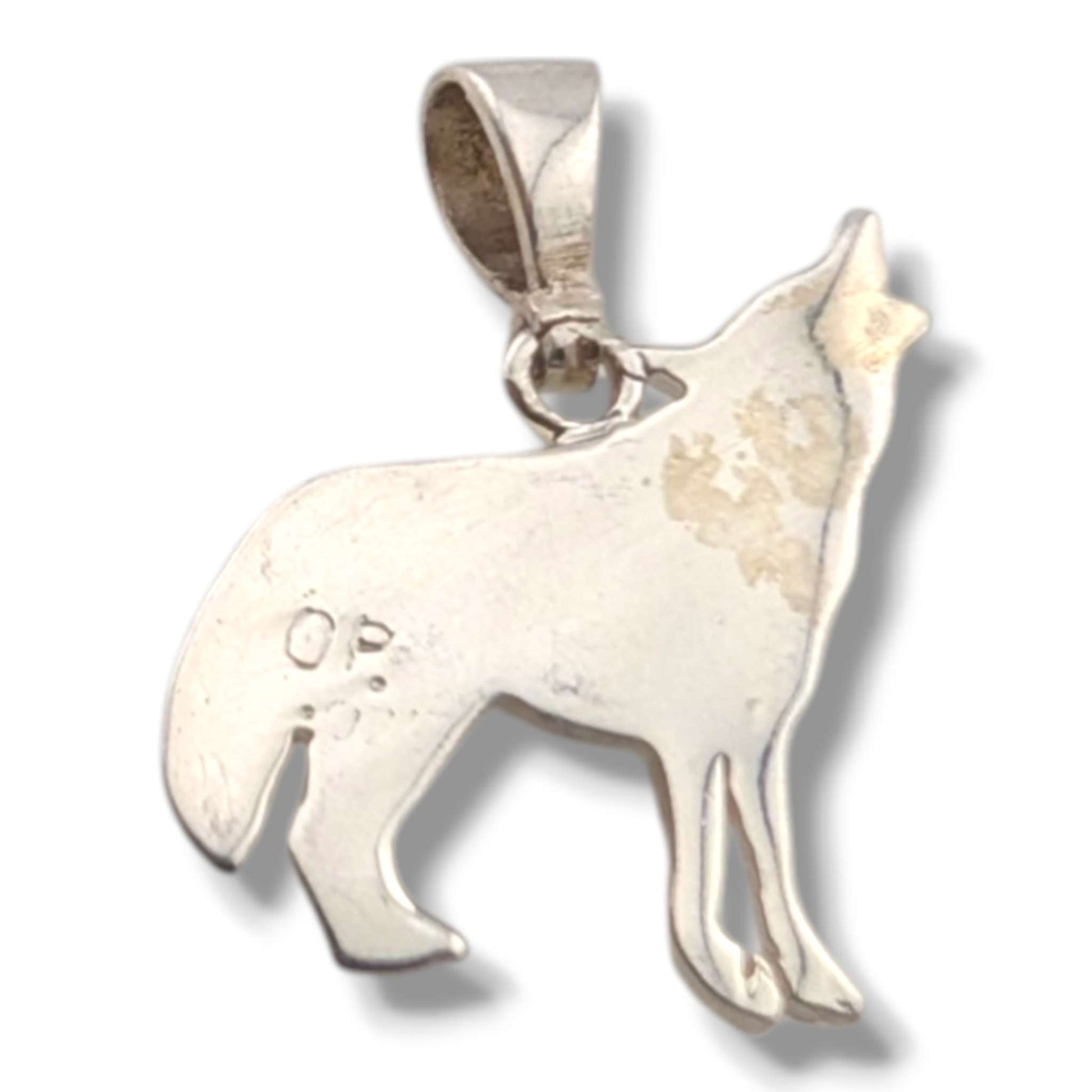 Sterling Silver Howling Wolf Pendant Multi - Stone Inlay Turquoise Sugilite Spiny Oyster Gaspeite Opal Lapis - SunWest Treasures