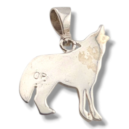 Sterling Silver Howling Wolf Pendant Multi - Stone Inlay Turquoise Sugilite Spiny Oyster Gaspeite Opal Lapis - SunWest Treasures