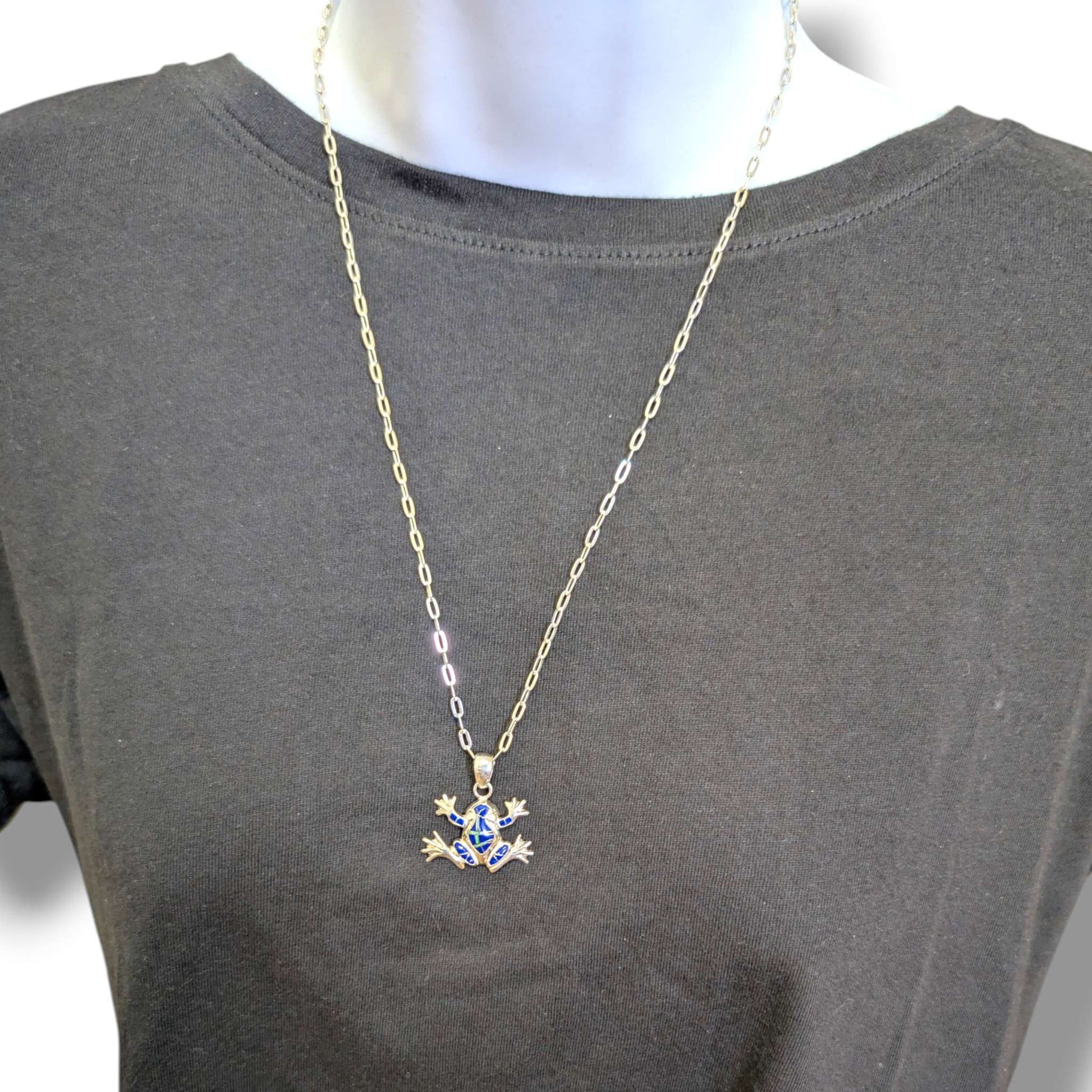 Sterling Silver Frog Pendant Lapis and Opal Inlay - SunWest Treasures