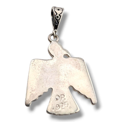 Sterling Silver Thunderbird Pendant Inlay Gaspeite and White Opal or Spiny Oyster and White Opal - SunWest Treasures