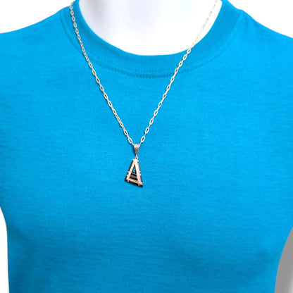 Sterling Silver Geometric Triangle Pendant Inlay Black Onyx Turquoise or Spiny Oyster - SunWest Treasures