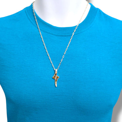 Sterling Silver Twist Inlay Pendant Turquoise, Denim Lapis and Opal, or Tiger's Eye Black Onyx and Opal - SunWest Treasures