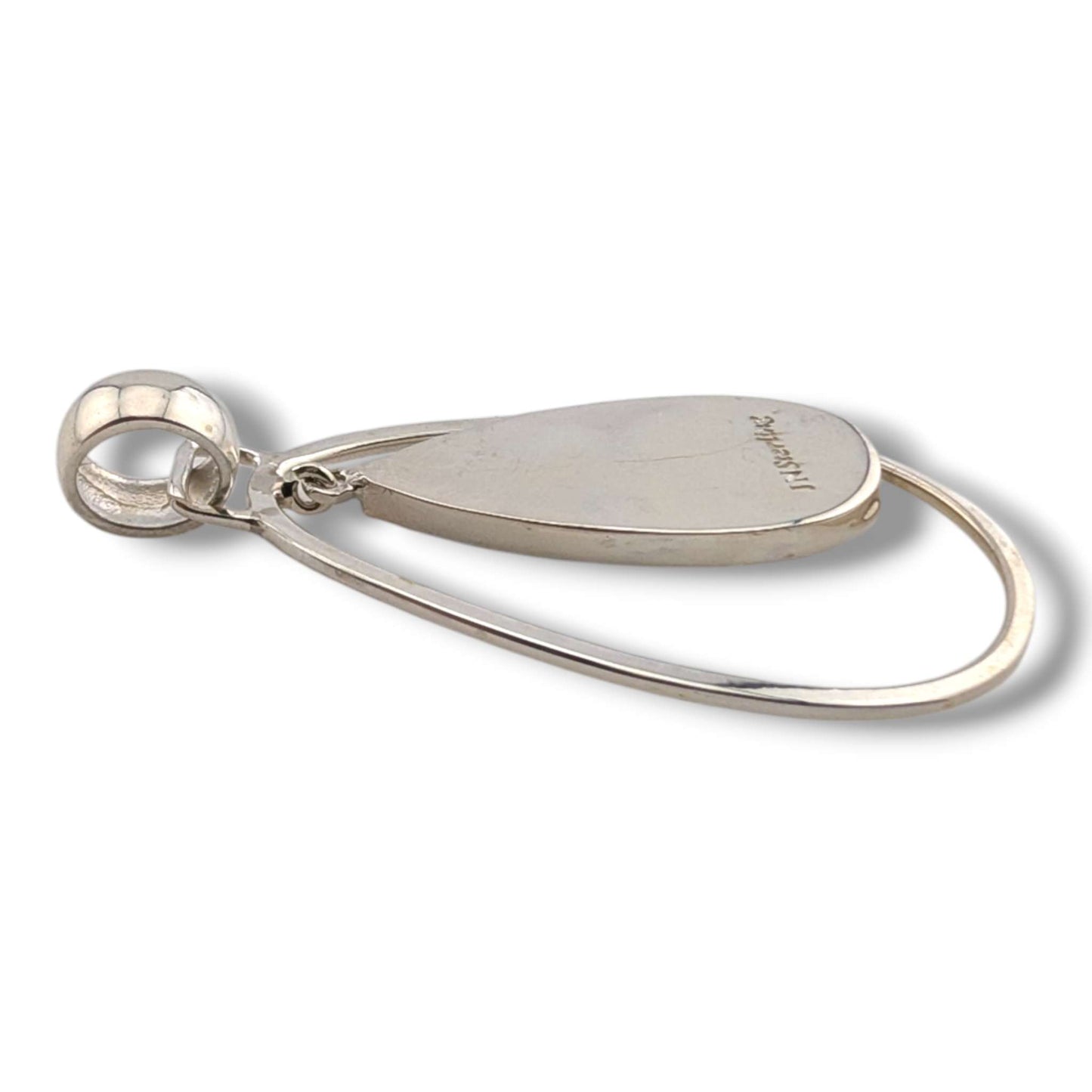 Sterling Silver Inlay Opal Hollow Teardrop Pendant