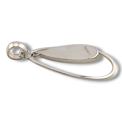 Sterling Silver Inlay Opal Hollow Teardrop Pendant