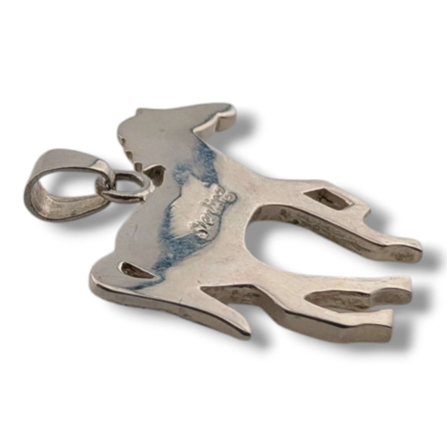 Sterling Silver Inlay Opal Horse Pendant