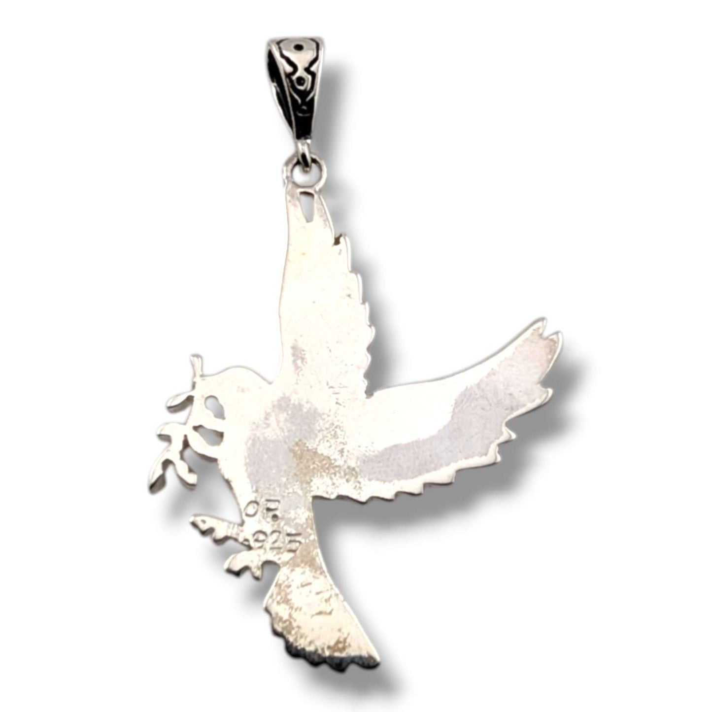 Sterling Silver Inlay Opal Peace Dove Pendant
