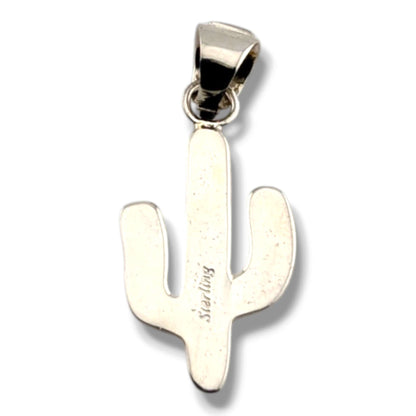 Sterling Silver Inlay Opal Saguaro Cactus Pendant