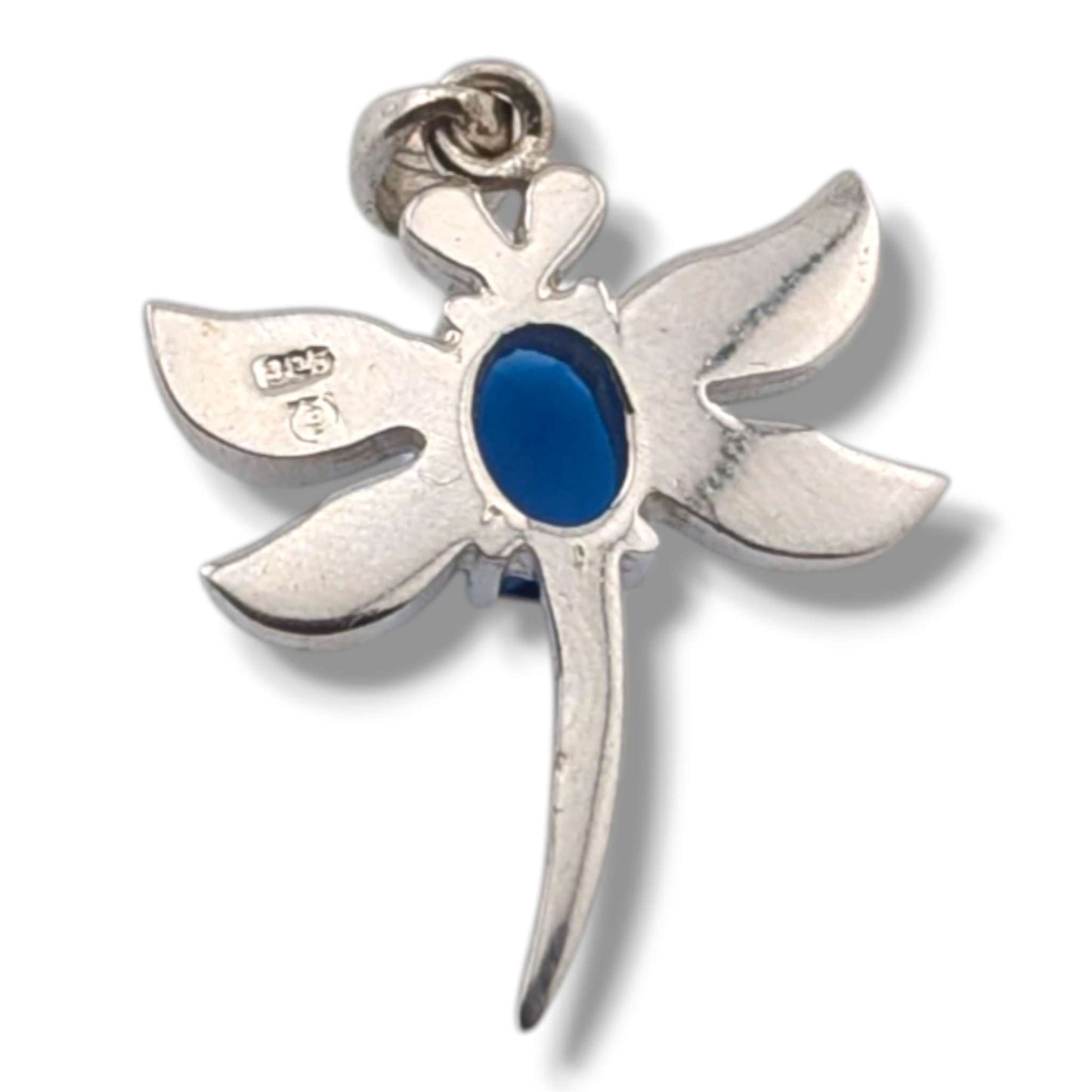 Sterling Silver Opal Dragonfly Pendant with Amethyst or Blue Topaz