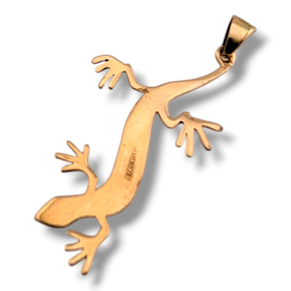 Bronze Inlay Gecko Lizard Pendant