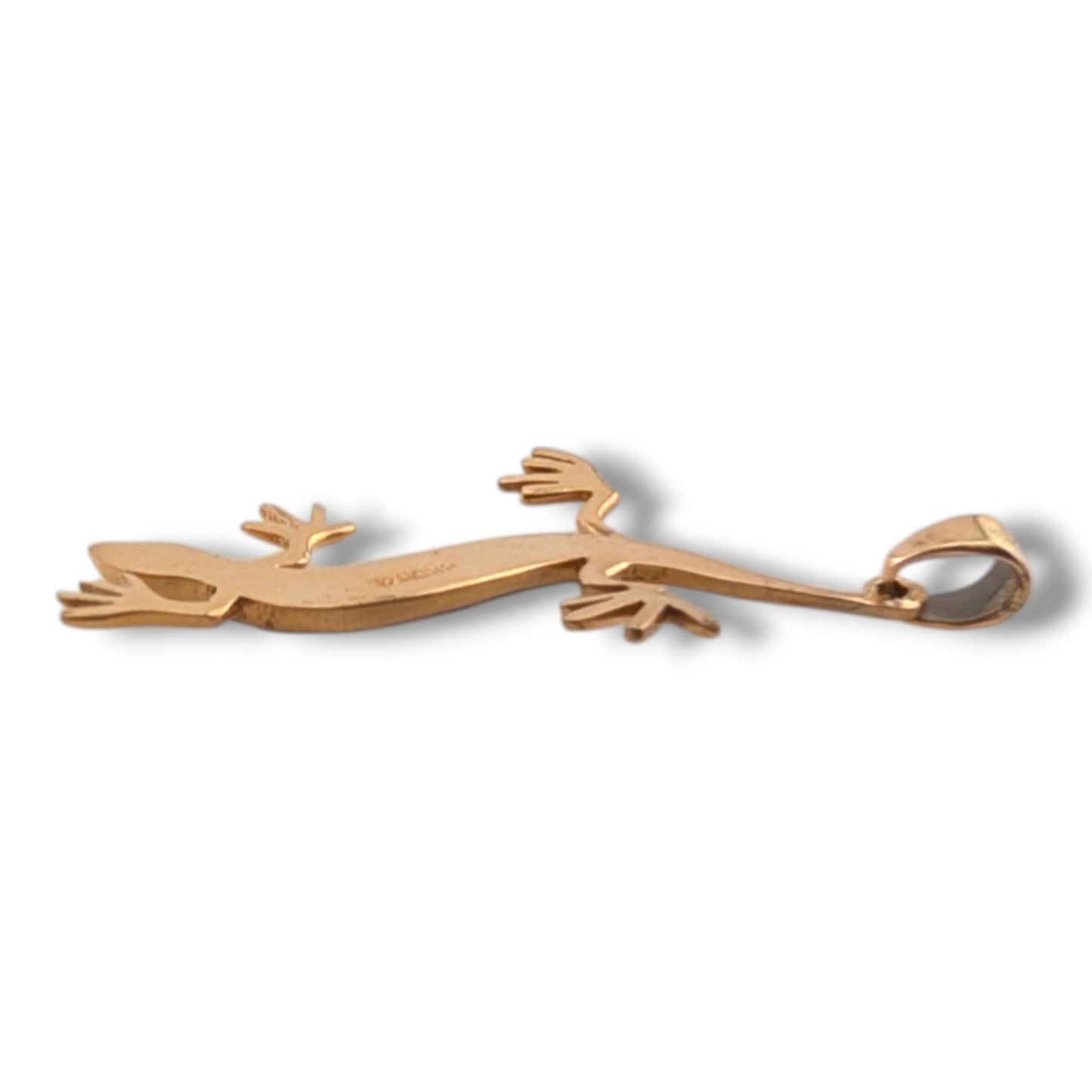 Bronze Inlay Gecko Lizard Pendant