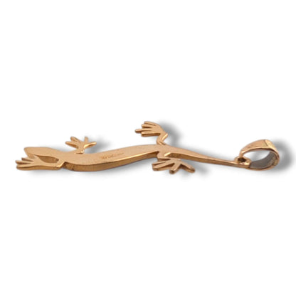 Bronze Inlay Gecko Lizard Pendant