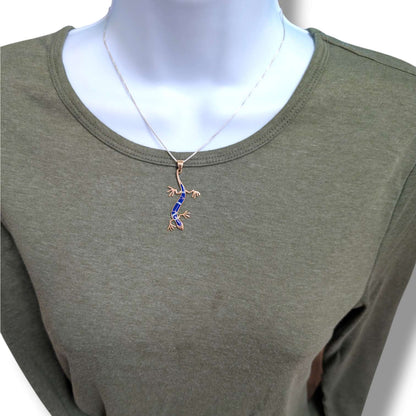 Bronze Inlay Gecko Lizard Pendant
