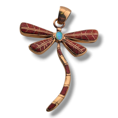Bronze Inlay Dragonfly Pendant