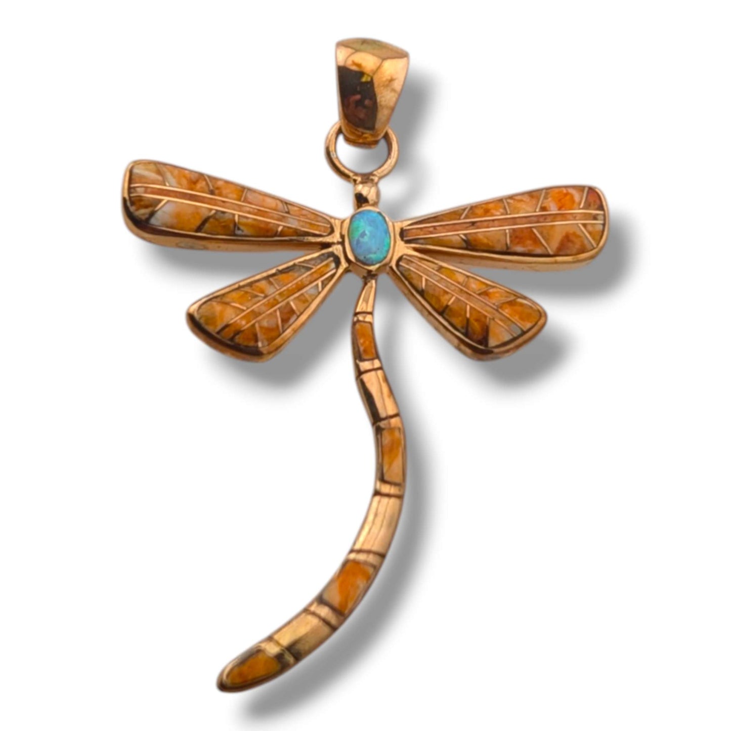 Bronze Inlay Dragonfly Pendant